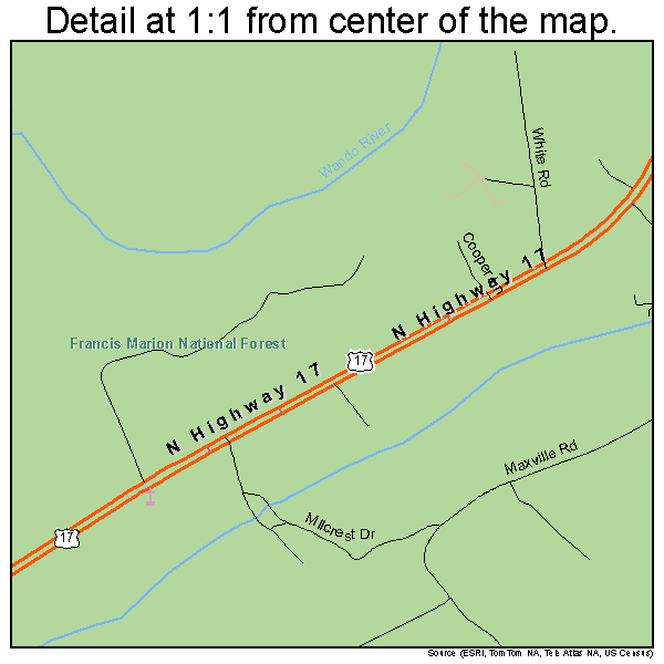 Awendaw, South Carolina road map detail