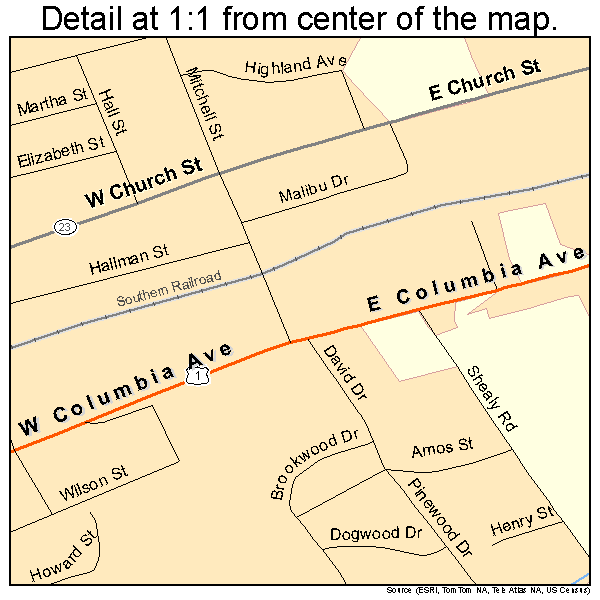 Batesburg-Leesville, South Carolina road map detail