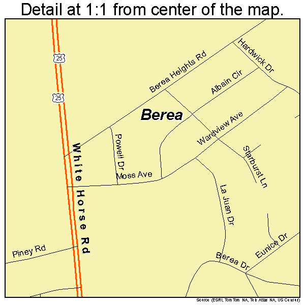 Berea, South Carolina road map detail