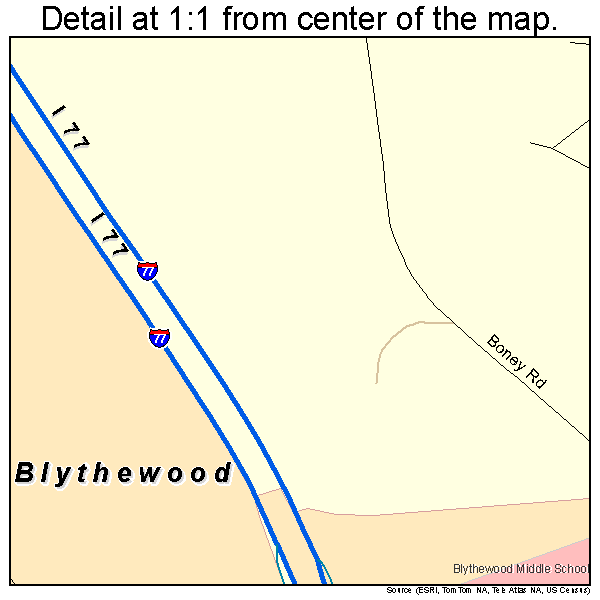 Blythewood, South Carolina road map detail