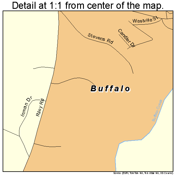 Buffalo, South Carolina road map detail