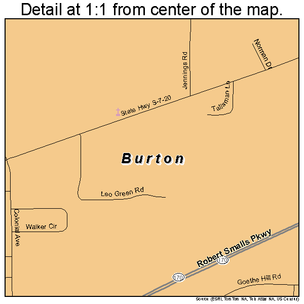 Burton, South Carolina road map detail