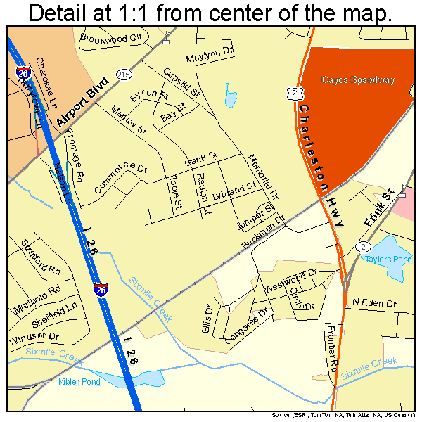 Cayce South Carolina Street Map 4512655