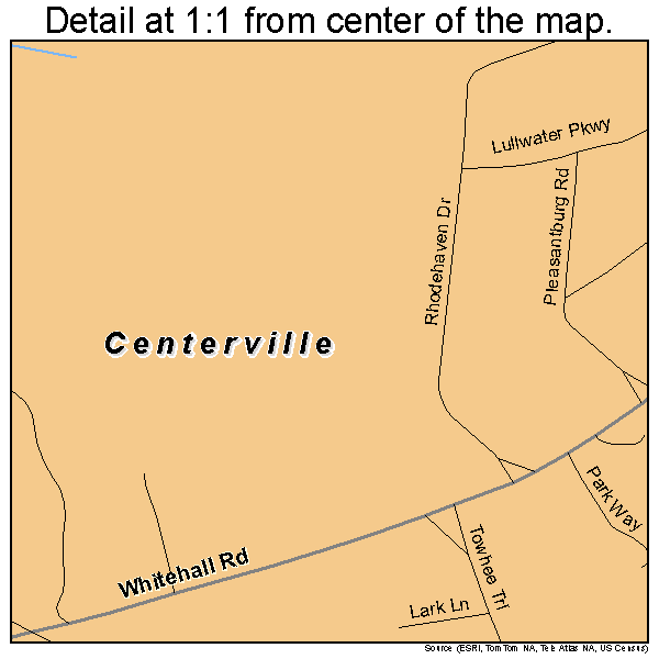 Centerville, South Carolina road map detail