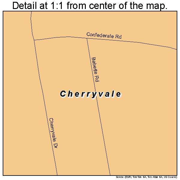 Cherryvale, South Carolina road map detail