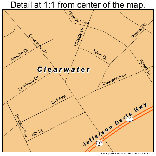Clearwater, South Carolina road map detail