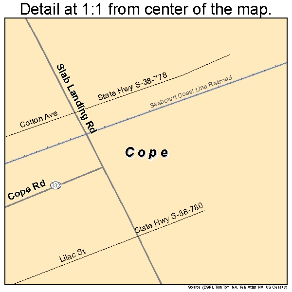 Cope, South Carolina road map detail