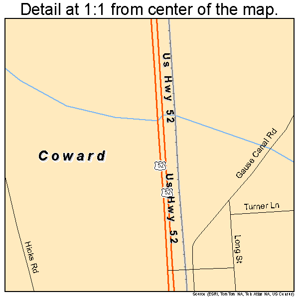 Coward, South Carolina road map detail