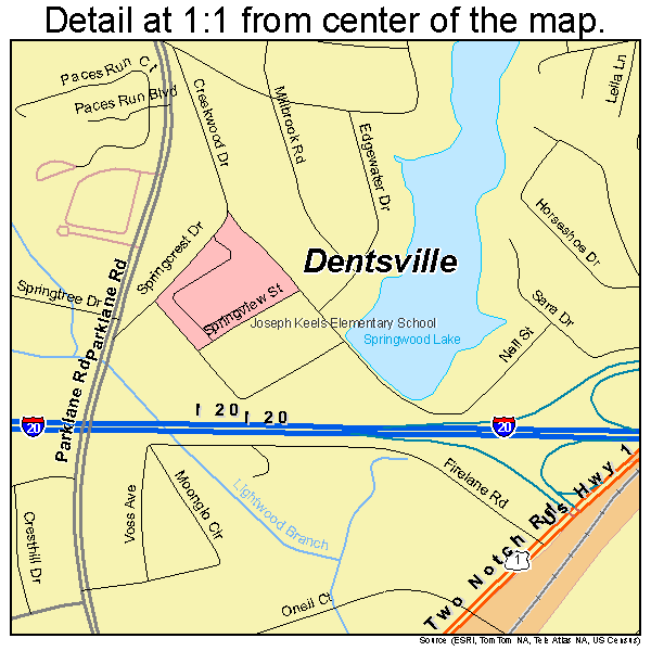 Dentsville, South Carolina road map detail