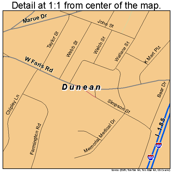 Dunean, South Carolina road map detail