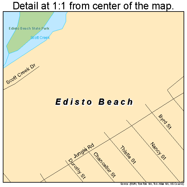 Edisto Beach, South Carolina road map detail