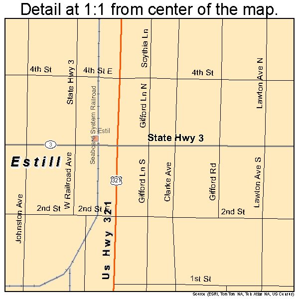 Estill, South Carolina road map detail