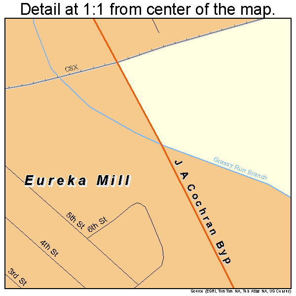 Eureka Mill, South Carolina road map detail