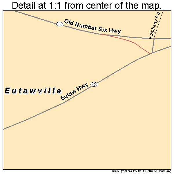 Eutawville, South Carolina road map detail