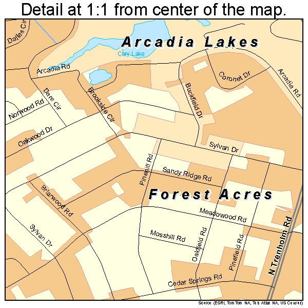 Forest Acres, South Carolina road map detail