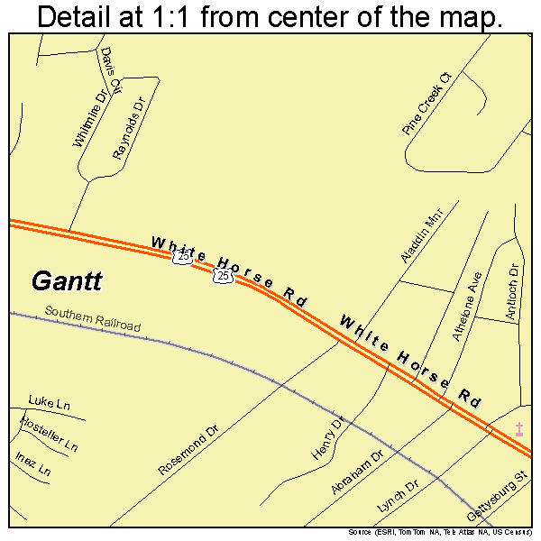 Gantt, South Carolina road map detail