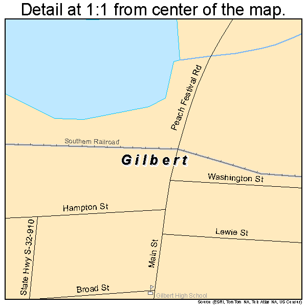 Gilbert, South Carolina road map detail