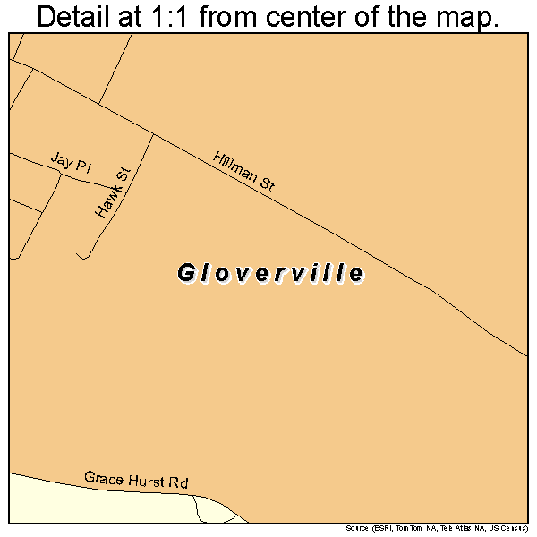 Gloverville, South Carolina road map detail