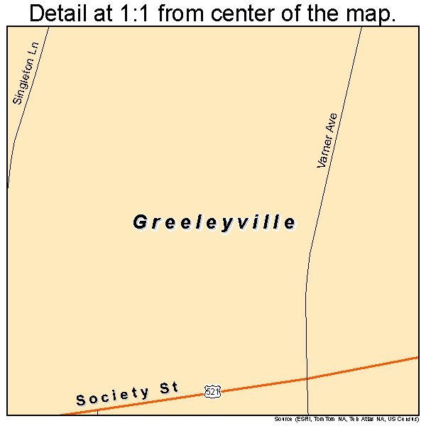 Greeleyville, South Carolina road map detail