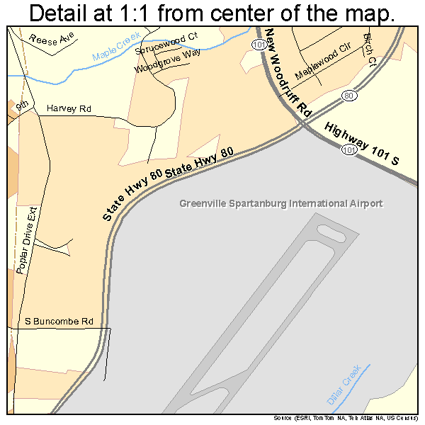 Greer, South Carolina road map detail