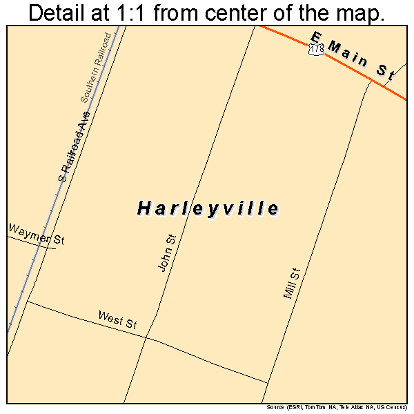Harleyville, South Carolina road map detail