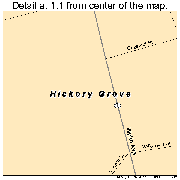 Hickory Grove, South Carolina road map detail