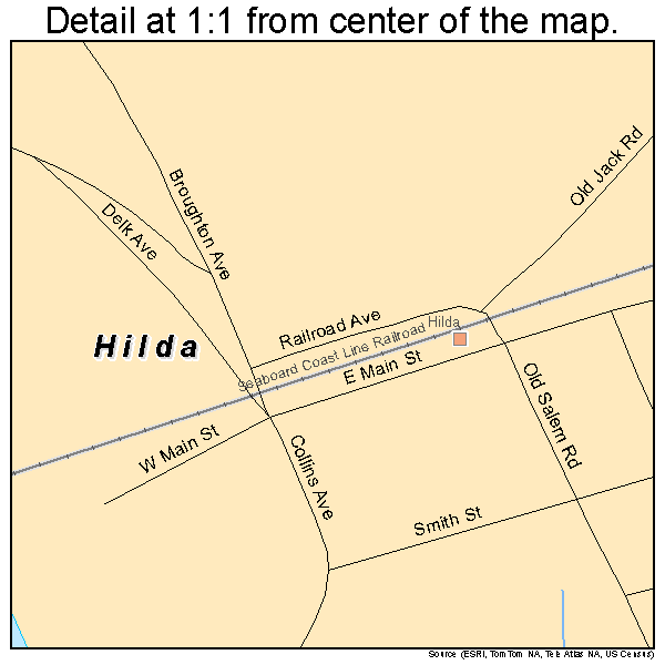 Hilda, South Carolina road map detail