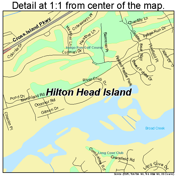 Hilton Head Island, South Carolina road map detail