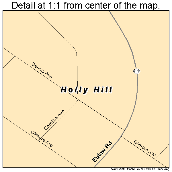 Holly Hill, South Carolina road map detail