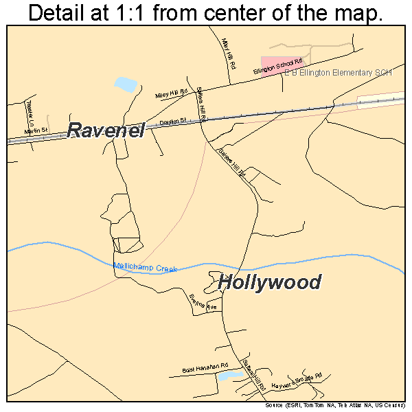 Hollywood, South Carolina road map detail