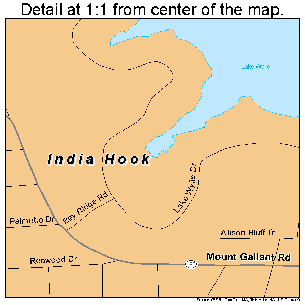 India Hook, South Carolina road map detail