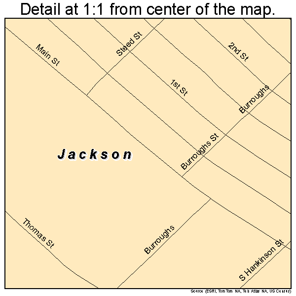 Jackson, South Carolina road map detail