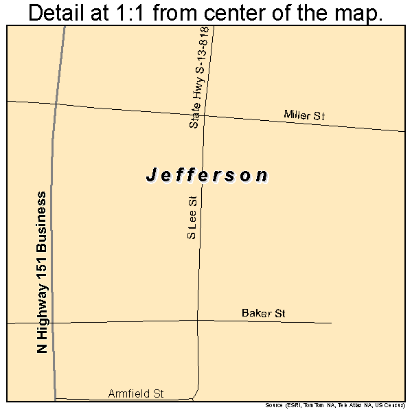 Jefferson, South Carolina road map detail