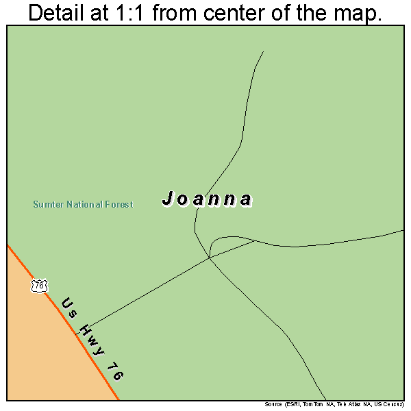 Joanna, South Carolina road map detail