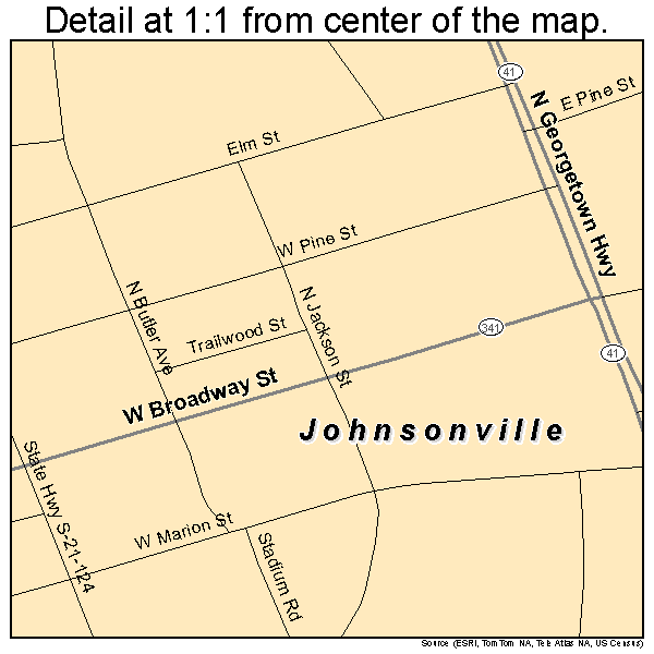 Johnsonville, South Carolina road map detail
