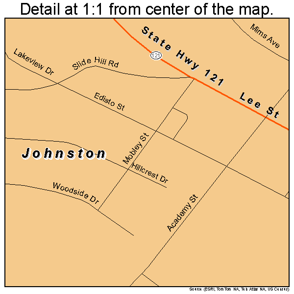 Johnston, South Carolina road map detail