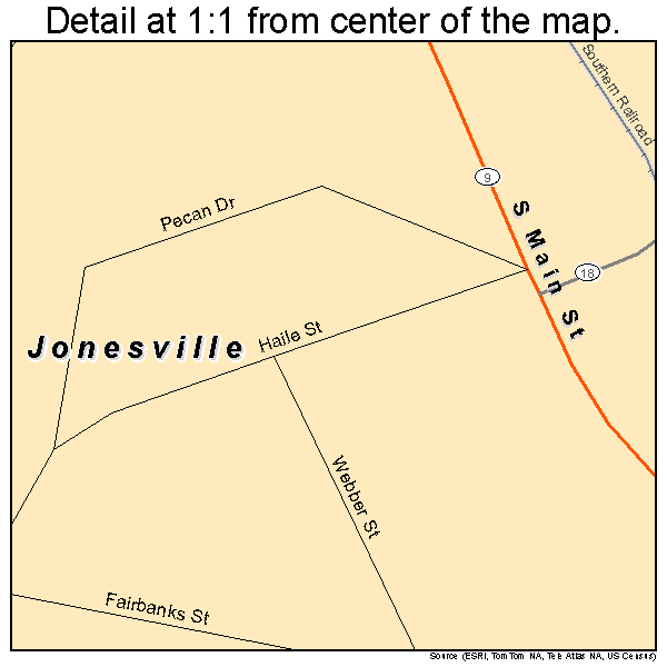 Jonesville, South Carolina road map detail