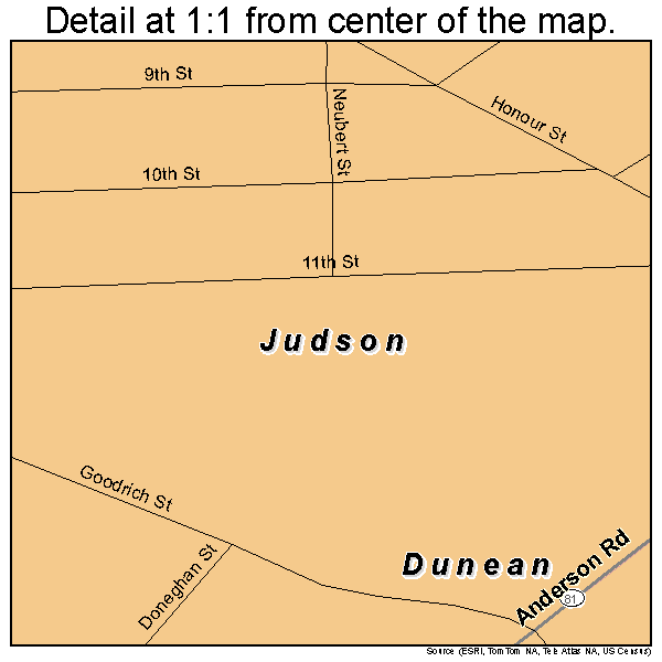 Judson, South Carolina road map detail