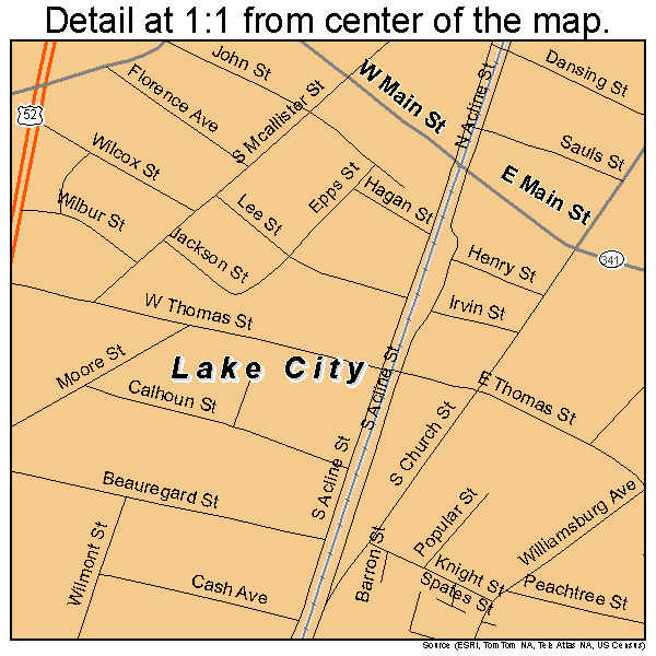 Lake City, South Carolina road map detail