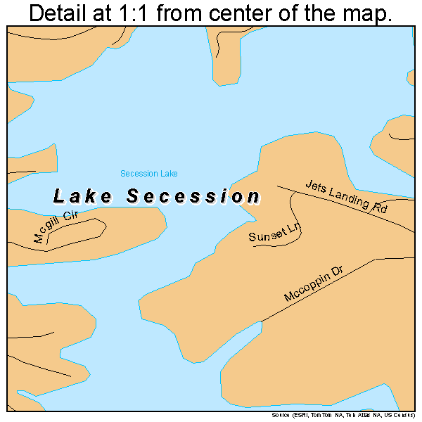 Lake Secession, South Carolina road map detail