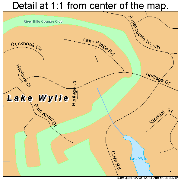 Lake Wylie, South Carolina road map detail