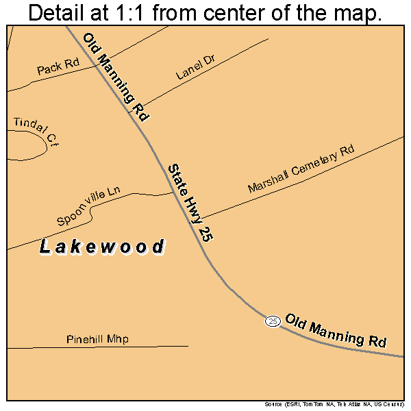 Lakewood, South Carolina road map detail