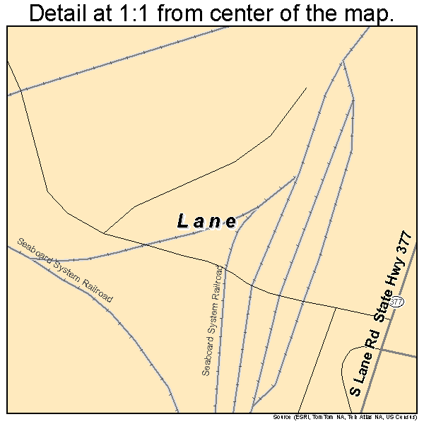 Lane, South Carolina road map detail