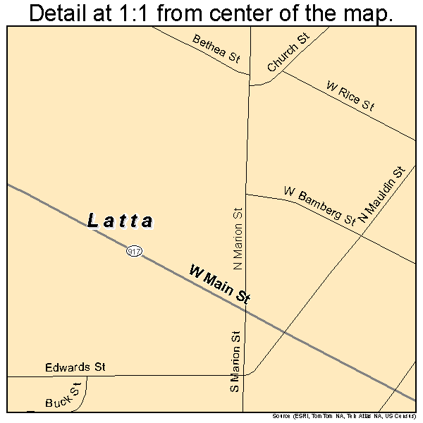 Latta, South Carolina road map detail