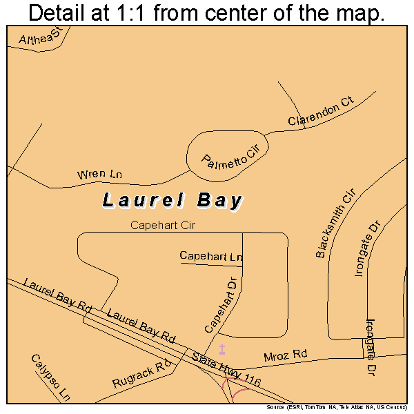 Laurel Bay, South Carolina road map detail
