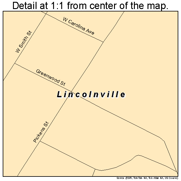 Lincolnville, South Carolina road map detail