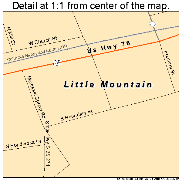 Little Mountain, South Carolina road map detail