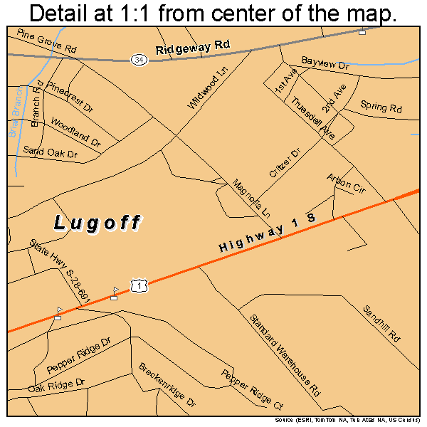Lugoff, South Carolina road map detail