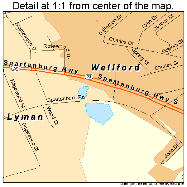 Lyman, South Carolina road map detail