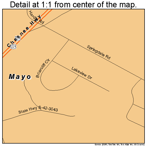 Mayo, South Carolina road map detail